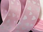 Лента репс.25мм (3164) Сердечки на нежно-розовом фоне